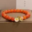 Vòng tay mã não Yanyuan dành cho nữ - Hạt đỏ cam - Mother-of-Pearl Daisy - Lá pha lê - Co giãn - Thủ công - Trang sức may mắn ngọt ngào tươi