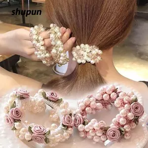 SHUPUN 1 Chiếc Băng Đô Quấn Tóc Cao Su, Ngọc Trai Hoa Thanh Lịch Đính Hạt Tóc, Thời Trang Bền Đẹp Scrunchie Co Giãn Tóc Phụ Kiện Tóc