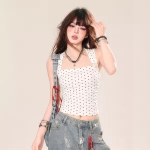 Áo Sát Nách Cúp Ngực Chấm Bi Viền Vai Nhỏ Nữ Tính A5166449 - - Hieuvy Botique