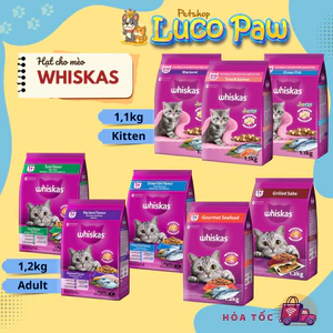 Thức Ăn Hạt Whiskas [ 1,1kg - 1,2kg ] "có Nhân" [ MỚI - Full 8 Vị ] Mèo con và Mèo trưởng thành__