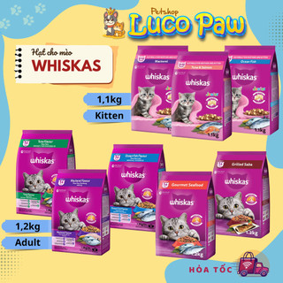 Thức Ăn Hạt Whiskas  [ 1,1kg - 1,2kg ]  "có Nhân" [ MỚI - Full 8 Vị ]  Mèo con và Mèo trưởng thành__