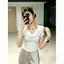 Mùa hè 2026 kiểu Pháp Pure Desire Áo thun ngắn tay một vai xếp li Thiết kế thích hợp ngắn Slim-Fit Slimmer Look Hot Girl Gentle All