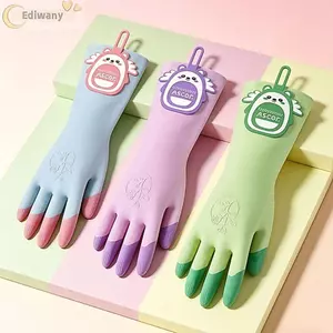 EDIWANY 1 Đôi Găng Tay Rửa Chén, Găng Tay Vệ Sinh Giặt Hoạt Hình Chống Trơn Trượt, Bền Kéo Dài Có Thể Tái Sử Dụng Găng Tay Vệ Sinh Nhà Bếp Chống Rách Sử Dụng Nhà Bếp