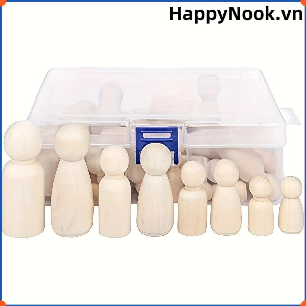 HAPPYNOOK 50 Chiếc Búp Bê Chốt Gỗ, Chất Liệu Tự Nhiên Chưa Hoàn Thành Peg People, Thủ Công Thủ Công DIY Nghệ Thuật Tranh Búp Bê Cơ Thể Trẻ Em Thủ Công