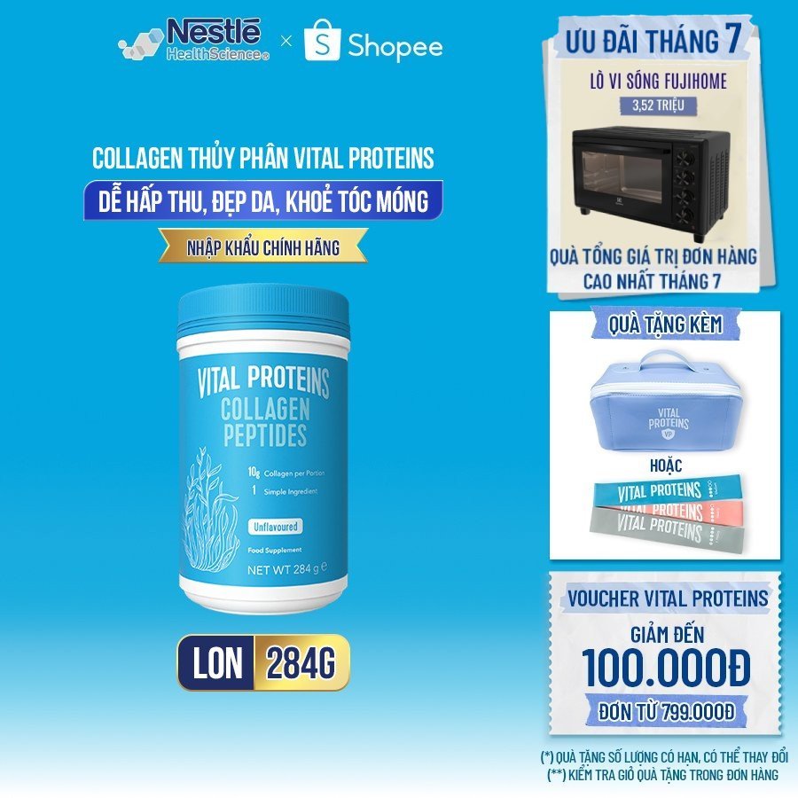 Collagen Thủy Phân Dạng Bột NESTLÉ VITAL PROTEINS Mỹ Hỗ Trợ Làm Đẹp Da,Móng,Tóc 284G