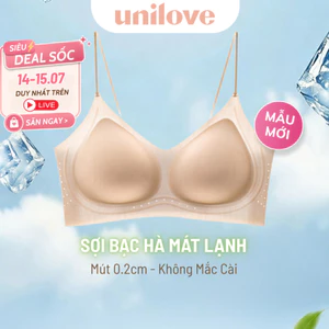 Bra Áo Lót Su Sợi Bạc Hà Mát Lạnh Unilove Không Mắc Cài & Gọng Dây Mảnh Kim Tuyến Mút Mỏng Hè 6338