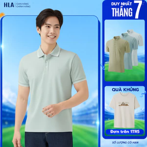 Áo POLO Nam Tay Ngắn HLA - Màu Xanh Nhạt Dễ Phối Đồ, Thoáng Mát, Thoải Mái Vận Động