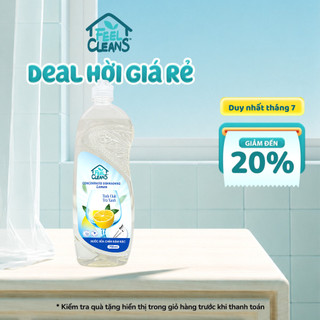 Nước Rửa Chén Đậm Đặc FeelCleans Lemon Đánh Bay Dầu Mỡ, Dịu Nhẹ Da Tay, Tinh Chất Trà Xanh 750ml