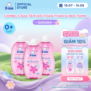 Combo 3 Tắm gội toàn thân em bé (<3 tuổi) D-nee 800 ML - Sakura