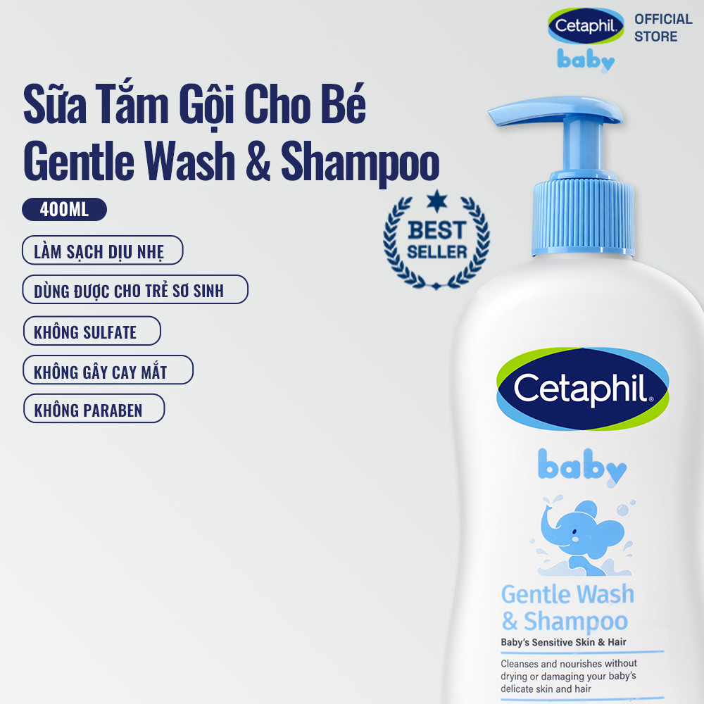 Sữa tắm gội dịu lành cho bé CETAPHIL BABY GENTLE WASH & SHAMPOO 400ML