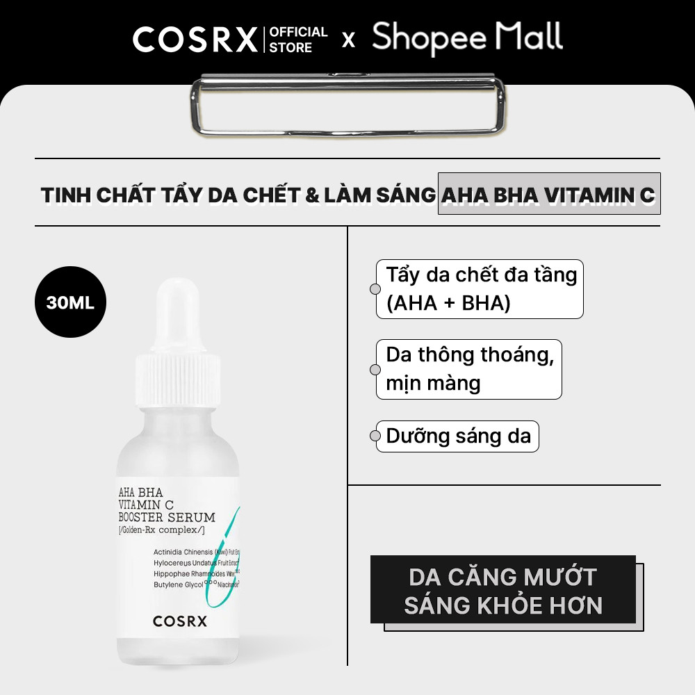 COSRX Tinh chất Refresh AHA BHA Vitamin C Booster Serum 30ml
