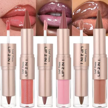 Bộ 3 Miếng Lót Môi Và Son Bóng, Son Hai Đầu 2 Trong 1, Son Bóng Lớp, Thích Hợp Cho Bộ Trang Điểm Môi (Bộ 3 Miếng Bóng Môi) #04 #05 #06) H8OY