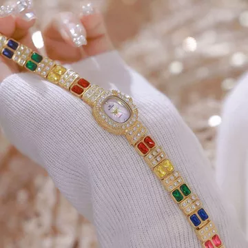 Đồng Hồ Nữ Mới Sang Trọng Thanh Lịch Nữ Đồng Hồ Đeo Tay Nhiều Màu Sắc Kim Cương Giả Đồng Hồ Đeo Tay Vintage Đầm Tặng Đồng Hồ Nhỏ
