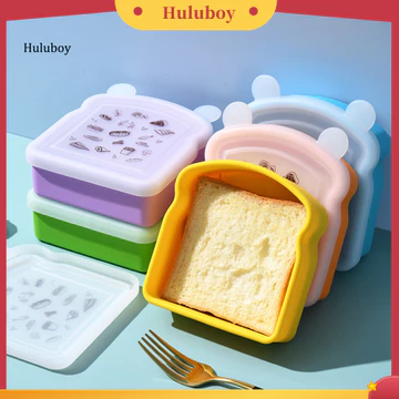 Huluboy| Hộp silicon cấp thực phẩm Hộp đựng bánh sandwich silicon Hộp đựng bánh sandwich silicon Hộp cơm trưa – Hộp đựng thực phẩm Bento an toàn cho lò vi sóng chống rò rỉ cho bánh mì nướng để làm việ