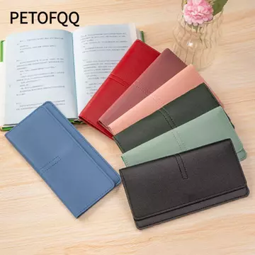 Ví mỏng nữ PETOFQ, Ví nữ da PU màu trơn, Ví nữ, Ví đựng tiền xu dung tích lớn tối giản dành cho nữ