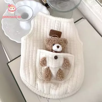 Quần áo cho chó cưng PWSEND, Áo Vest quần áo gấu dễ thương dày dặn, quần áo cho mèo ấm áp mùa đông với áo khoác ấm áp Áo khoác gấu bông mùa đông