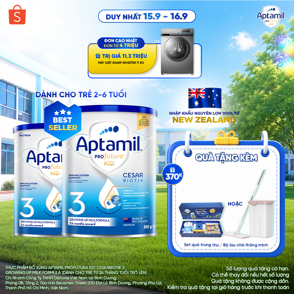 [MUA KÈM DEAL SỐC] CB2 Sữa bột Aptamil Kid Cesarbiotik New Zealand số 3 - Synbiotic đặc chế