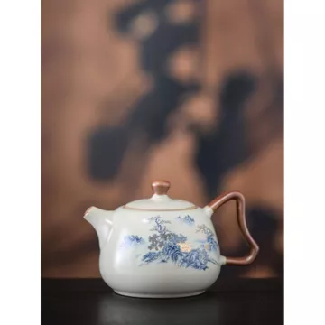 2026 Phong Cách Mới Ru Kil Xanh Trắng Phong Cảnh Ấm Trà Hộ Gia Đình Xishi Nồi Gốm Ấm Trà Kung Fu Bộ Trà Trà Trà Hibiscus Nồi Dung Tích Lớn20260911