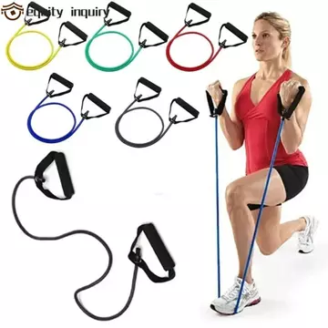 YÊU THÍCH YÊU THÍCH 5 cấp độ Dây kháng lực, Dây kéo kháng lực đàn hồi 5 cấp độ, Dây kháng lực đơn sắc đa chức năng có tay cầm Dây thun tập thể dục