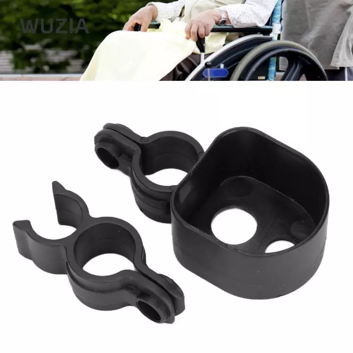 Giá đỡ gậy xe lăn WUZIA, Giá đỡ gậy đi bộ màu đen ABS, Giá đỡ nạng di động thực tế cho xe lăn Xe tay ga điện