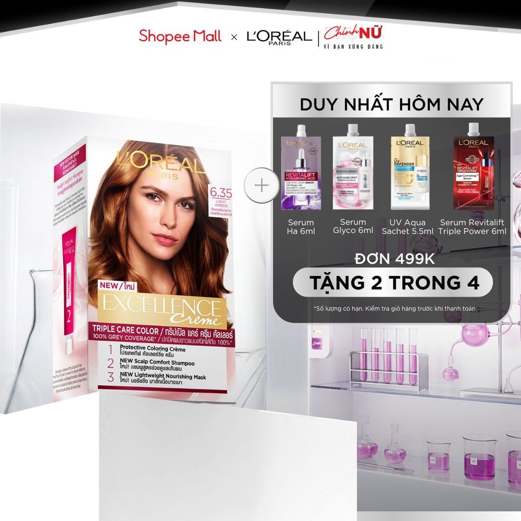 Màu nhuộm dưỡng tóc phủ bạc bảo vệ gấp 3 L'Oreal Paris Excellence Crème 172ml