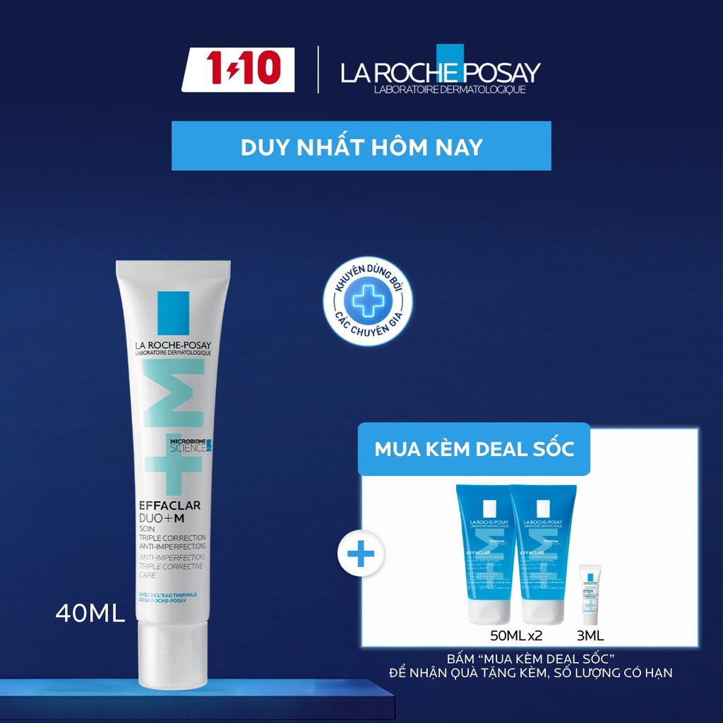 Kem dưỡng giảm mụn nhanh 8 giờ La Roche-Posay Effaclar Duo+ M 40ml