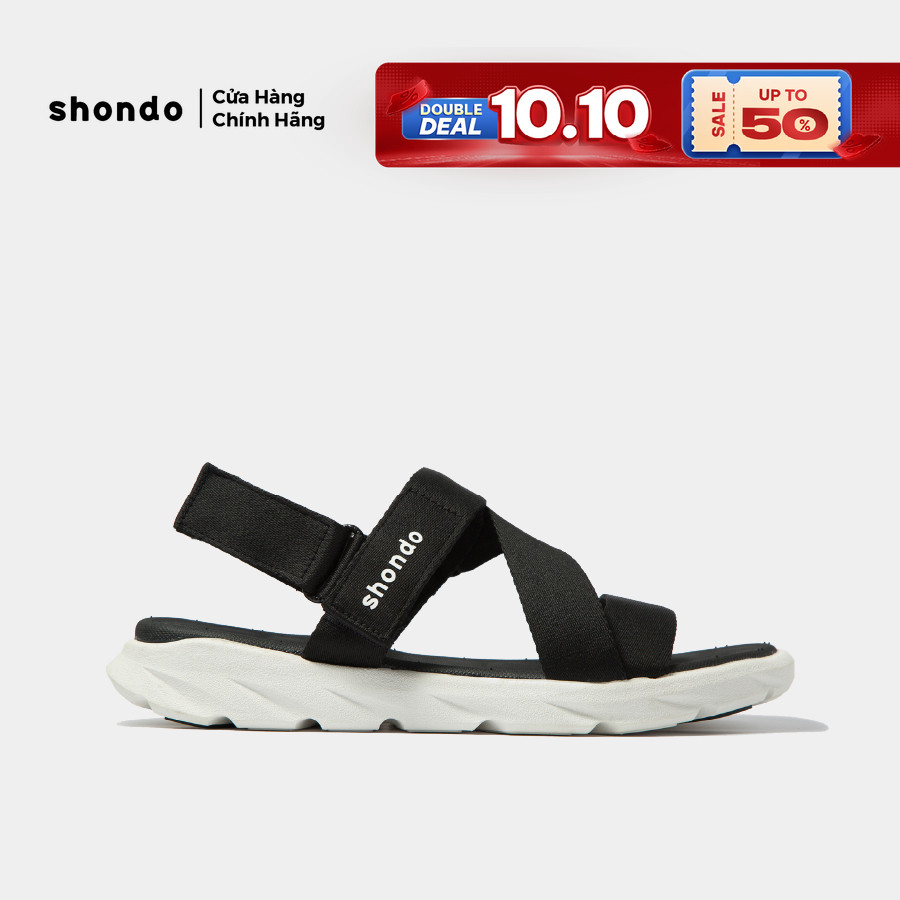 Giày Sandals SHONDO F6 Sport Thời Trang Êm Ái Năng Động Màu Đen Trắng F6S003