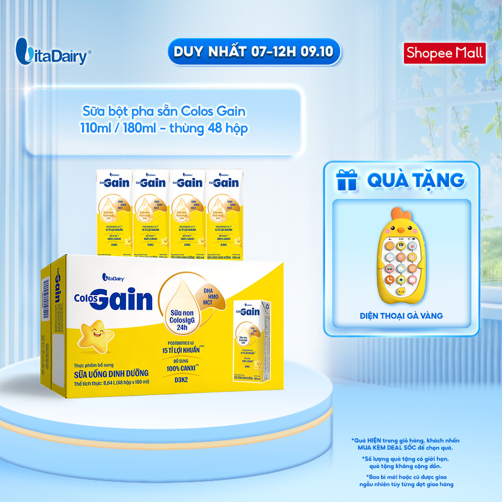 [THÙNG 48 HỘP] Sữa uống dinh dưỡng Colos Gain 110ml/180ml cải tiến - Giúp bé cải thiện cân nặng, bổ sung năng lượng