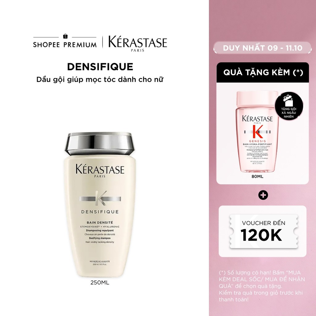 Dầu gội giúp tăng mật độ và làm dày tóc từ bên trong, dành cho nam/ nữ - Kérastase Densité Bain 250ml