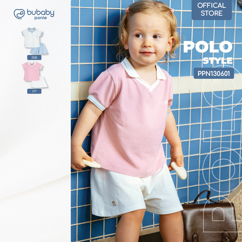 Bộ quần áo cộc tay Polo cổ V BU Baby Ponie, bộ hè, bộ cộc thời trang | PPN130601