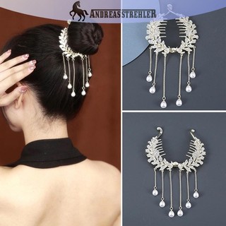 Onetimingfine Ngọc Trai sel Kim Cương Giả Vuốt Tóc Nữ Bun Barrettes Đuôi Ngựa Giá Đỡ Kẹp Tóc Thời Trang Phụ Kiện Tóc VN
