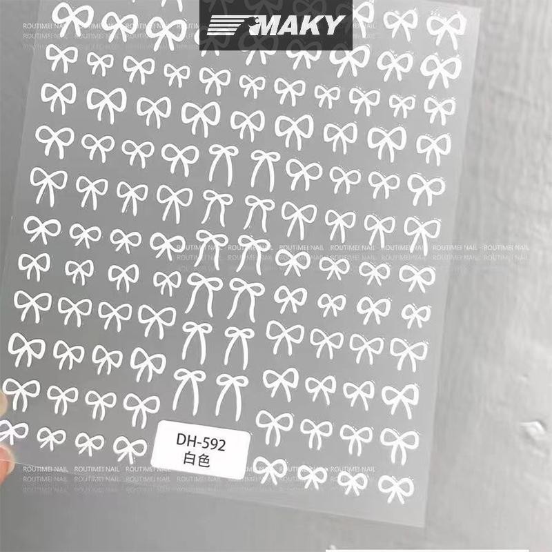 Newwellknownepic 1 Cái 3D Nhật Bản Nơ Móng Tay Nghệ Thuật Dán Hoạt Hình Thời Trang Bán Đen Trắng Ruy Băng Trang Trí Móng Tay Đề Can DIY Phụ Kiện Móng Tay VN