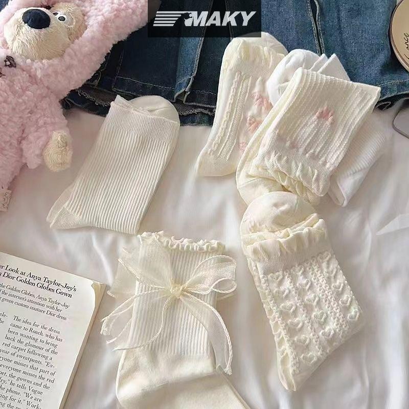 Newwellknownepic 1 Đôi Tất Gothic Nơ Giữa Ống Preppy Phong Cách Công Chúa Tất JK Dạo Phố VN