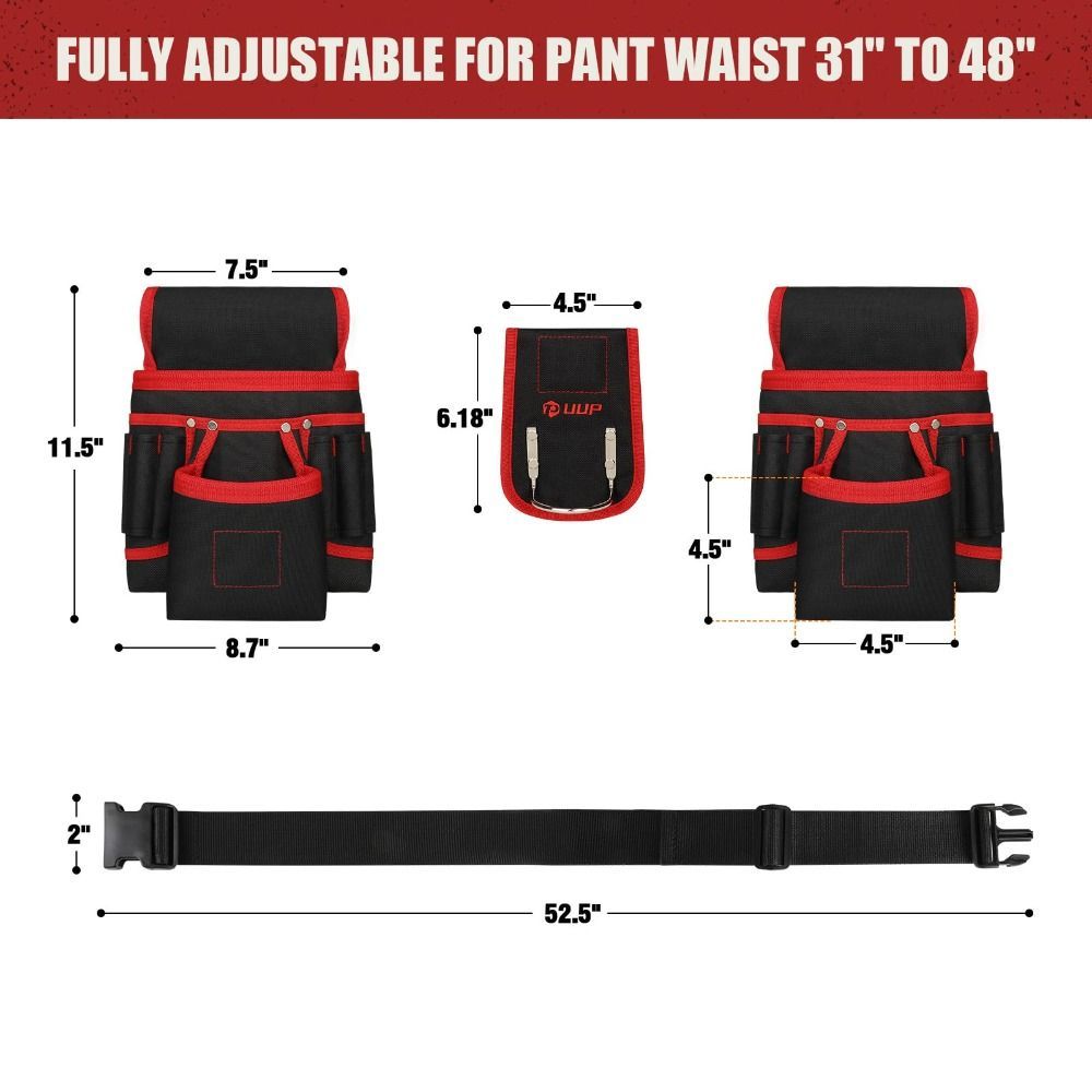 Đai dụng cụ từ tính HOBBYIN, 26 túi Túi đựng dụng cụ có thể tháo rời, Túi đựng nam châm có thể điều chỉnh bằng vải công nghiệp chuyên nghiệp