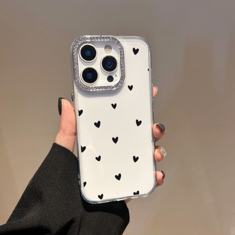 Ốp điện thoại trong suốt mềm hình trái tim tình yêu lấp lánh Bling sang trọng cho Realme C75 C75X C63 C61 C55 C51 C30 C30S C33 C35 C20