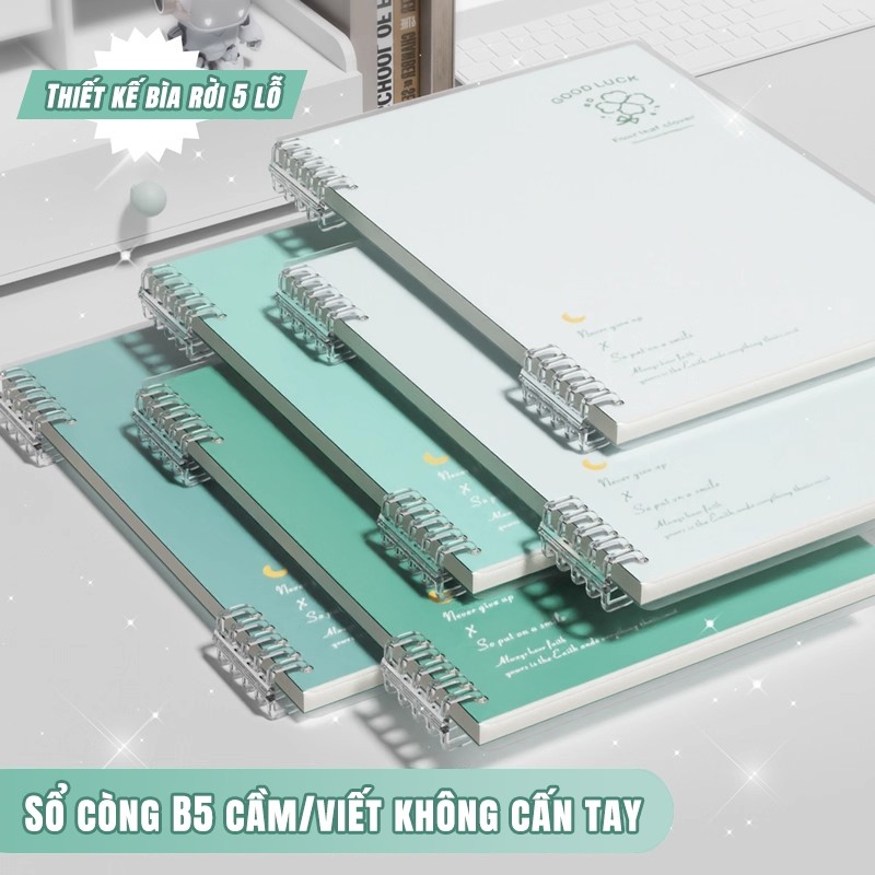 Sổ Còng Good Luck B5 120 Trang – Sổ Tay Ghi Chép Học Sinh, Planner Dễ Thương, Màu Pastel Tươi Sáng