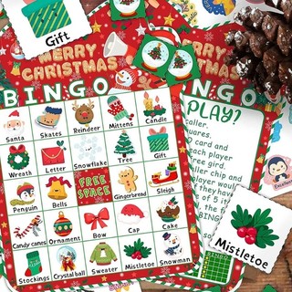 DE Christmas Bingo Cards And Markers Set 33 Miếng 24 Trò Chơi Đảng Người Chơi
