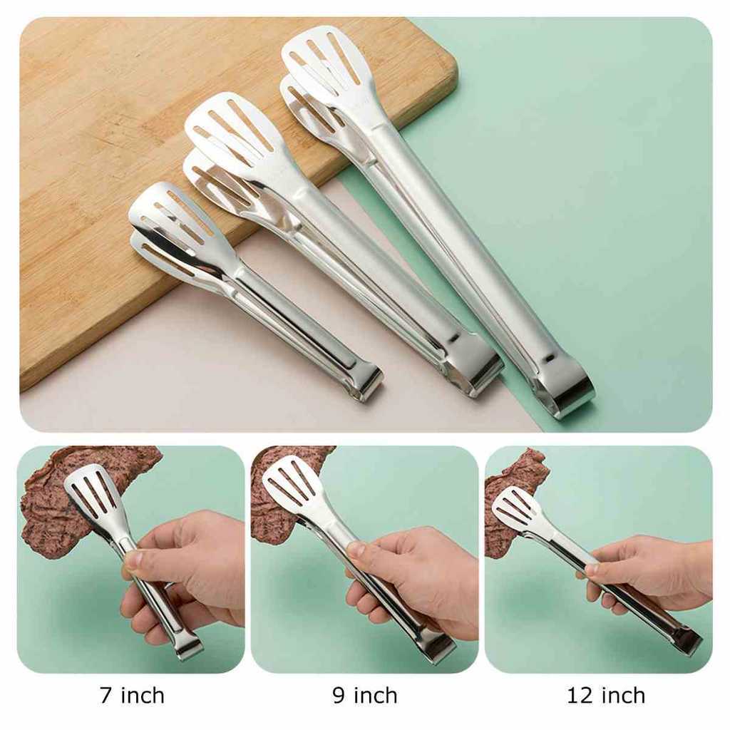 Kẹp Inox Gắp Bánh (U11) trộn salad thức ăn nhiều kích cỡ(Kẹp Gắp Chiên 3 Vạch) - FE123