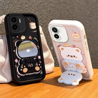 Ốp Lưng Cho Redmi A1 2022 4G REDMI A2 REDMI A1 REDMI A2 PLUS Vỏ Điện Thoại Vỏ Mềm Silicon Chống Sốc Thiết Kế Mới Thẩm Mỹ Gương Xoay Gấu Dễ Thương Có Giá Đỡ JTXXZJ01