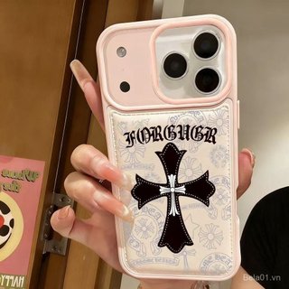 Ốp Điện Thoại Thích Hợp Cho iPhone Niche Cross Graffiti Thích Hợp Cho iPhone17promax Trắng Hồng 14 15 16 Vỏ Mềm 13p Chống Sốc 17 Vỏ Bảo Vệ JDN1