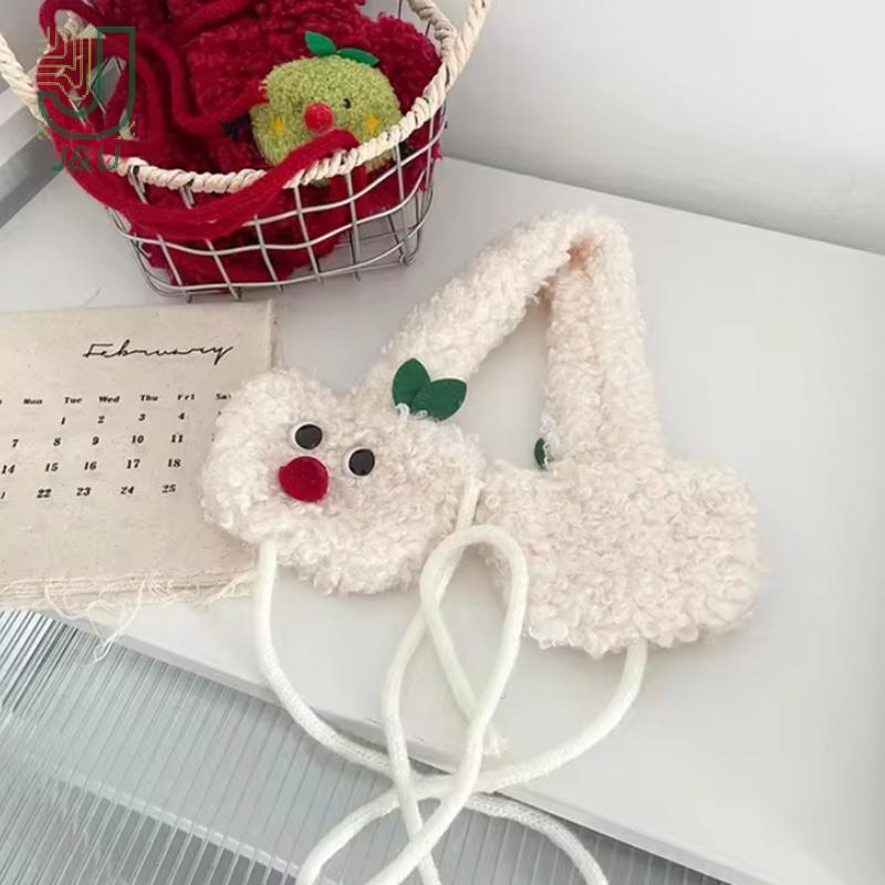 J & U Thiết Kế Hình Dạng Dễ Thương Màu Đỏ Sang Trọng Bịt Tai Dành Cho Nữ Thu Đông Ấm Bảo Vệ Tai Thời Trang Đa Năng Dây Đeo Tóc Mới
