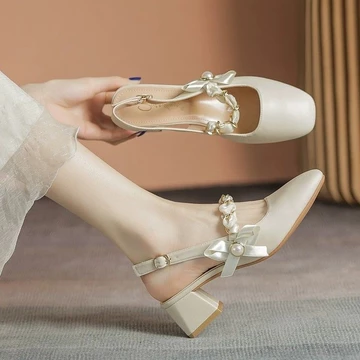 Giày Sandal Da Mềm Ngón Chân Nữ 2026 Mặc Ngoài Pháp Đẹp Giữa Gót Dày Gót Cao Gót Mary Jane Giày Nữ Da Mềm Mũi Che Da Nữ 2026 Mặc Ngoài Pháp Đẹp Giữa Gót Dày Gót Cao Gót Mary Jane Nữ Giày