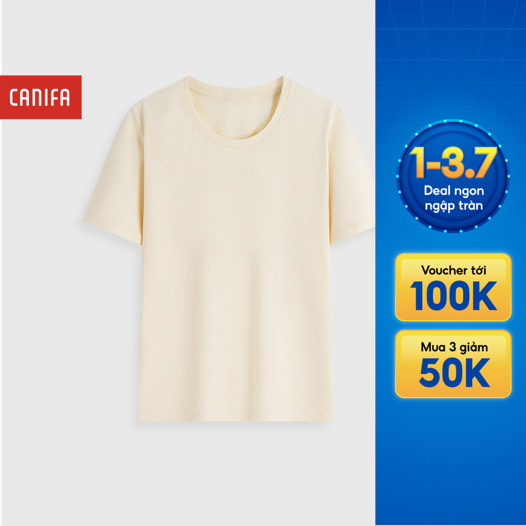 Áo phông nữ CANIFA áo thun cotton cổ tròn trơn form rộng dáng cơ bản PS26 6TS26A003