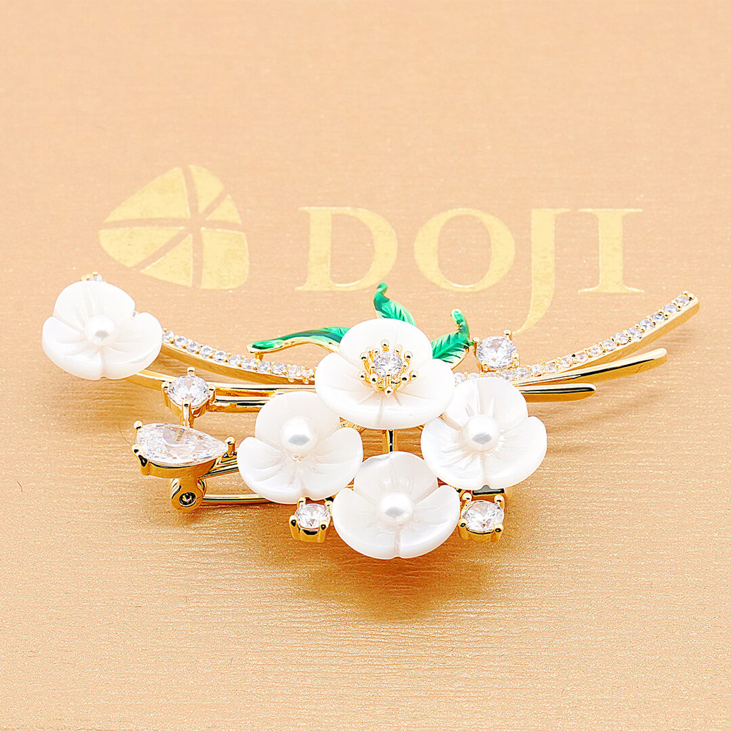 Trâm Cài Áo Hình Hoa Rủ Thanh Nhã Đính Đá Cao Cấp - DOJI
