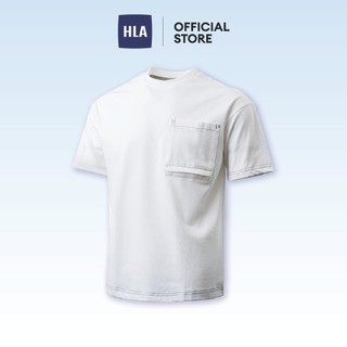 [DEAL SỐC] Áo Thun Tay Ngắn Trắng HLA Túi Ngực Cổ Tròn - Chất Cotton Thoáng Mát