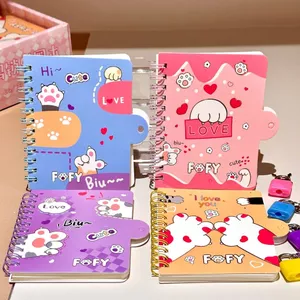 Kitty Khóa Cuộn Dây Notebook Hoạt Hình Dễ Thương A7 Rời Lá Notebook Notepad Học Sinh Tiểu Học Học Văn Phòng Phẩm U8YK