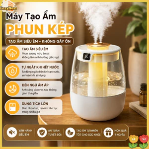 Máy Tạo Ẩm Phun Kép - Màn Hình Số Hiển Thị Độ Ẩm, Sương Nano Siêu Nhỏ - Chạy Siêu êm