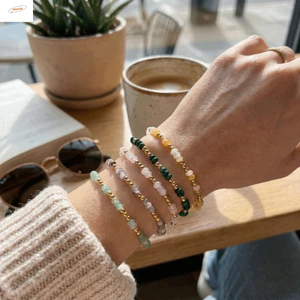 Vòng tay dây chuyền ZENZON, Vòng đeo tay hạt Spacer phong cách Bohemian có thể điều chỉnh, Thạch anh tím thủ công hợp thời trang Malachite OT Vòng đeo tay đeo thường ngày