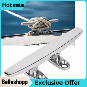 Belleshopp Belleshopp Heayzoki Thuyền Cleat Đế Mở Bằng Thép Không Gỉ Gương Được Đánh Bóng Phụ Kiện Nhẹ Dây Marine (4 Inch)
