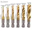 Belleshopp Vít Tap 6 cái Ren hệ mét M3-M10 Mũi khoan HSS phủ titan và mũi khoan 1/4 chuôi lục giác